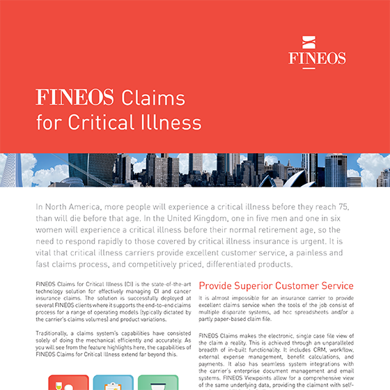 FINEOS Claims for Critical Illness FINEOS Claims for Critical Illness
