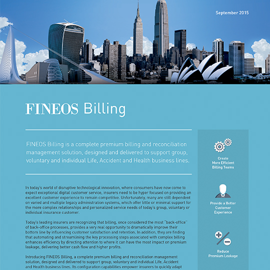 FINEOS AdminSuite Datasheet: Billing FINEOS AdminSuite Datasheet: Billing
