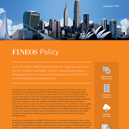 FINEOS AdminSuite Datasheet: Policy FINEOS AdminSuite Datasheet: Policy