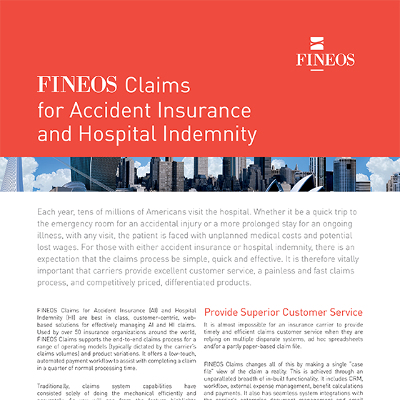 FINEOS Claims for Hospital Indemnity FINEOS Claims for Hospital Indemnity